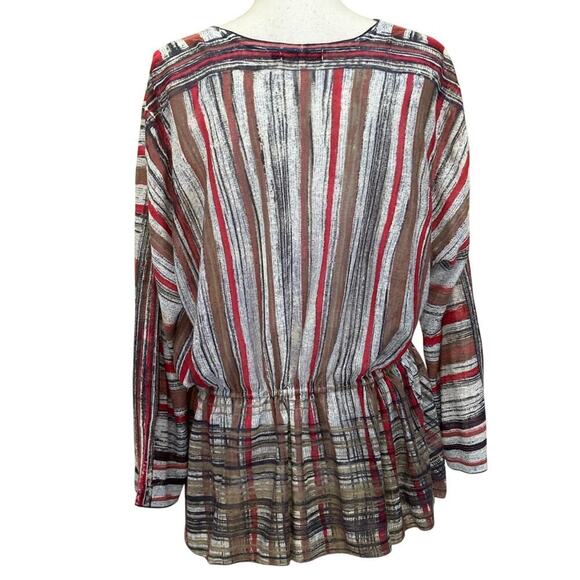 Nic + Zoe striped top, 1X, artsy casual, bohemian, linen blend, resort, layering - Picture 3 of 5